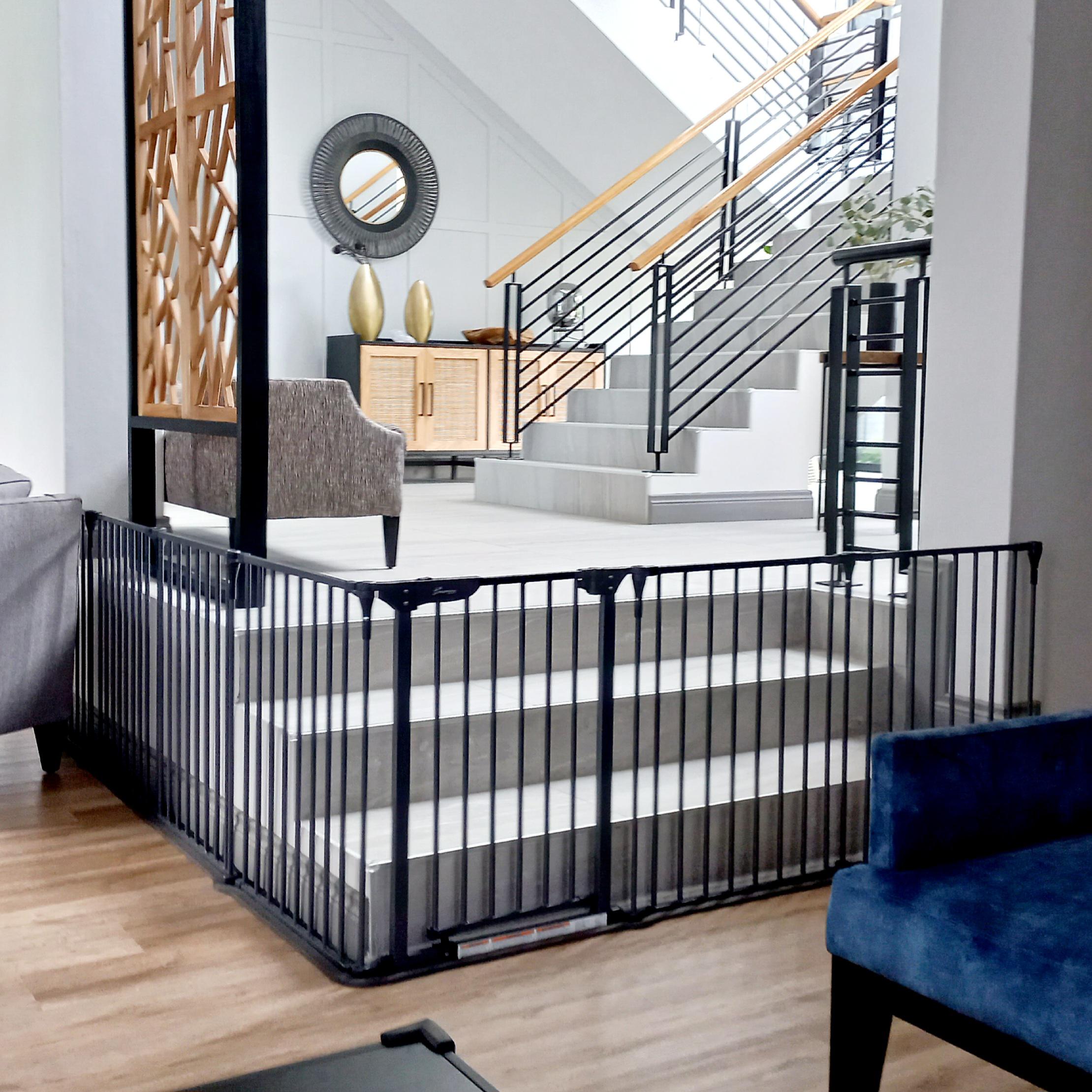 Dreambaby-Royale-Converta-used-as-an-L-shaped-barrier-gate Baby Proof Photo of L-shaped Baby Gate