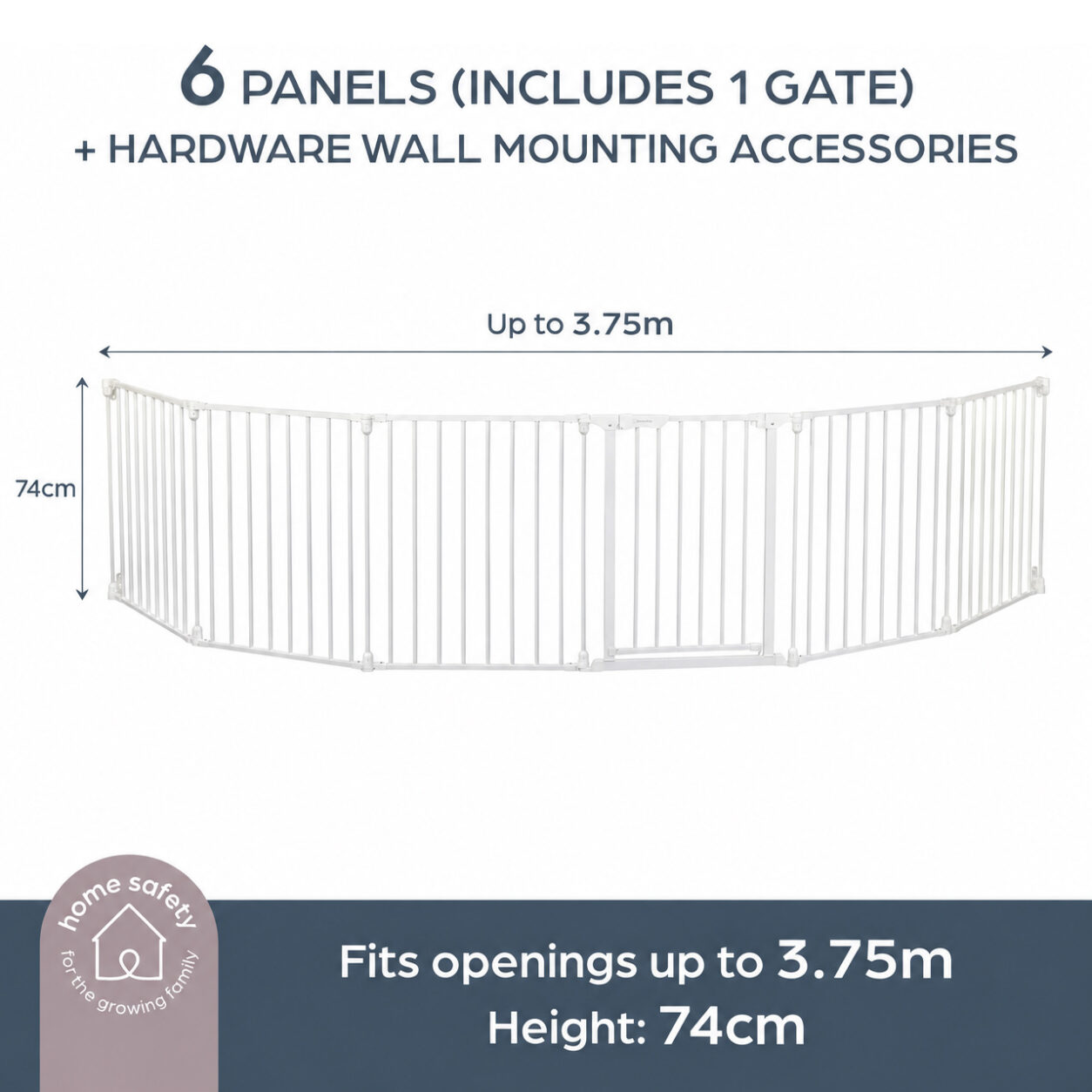 dreambaby-discovery-6-panel-playpen-colour-white-G9447GB-super-wide-barrier-3,75meters