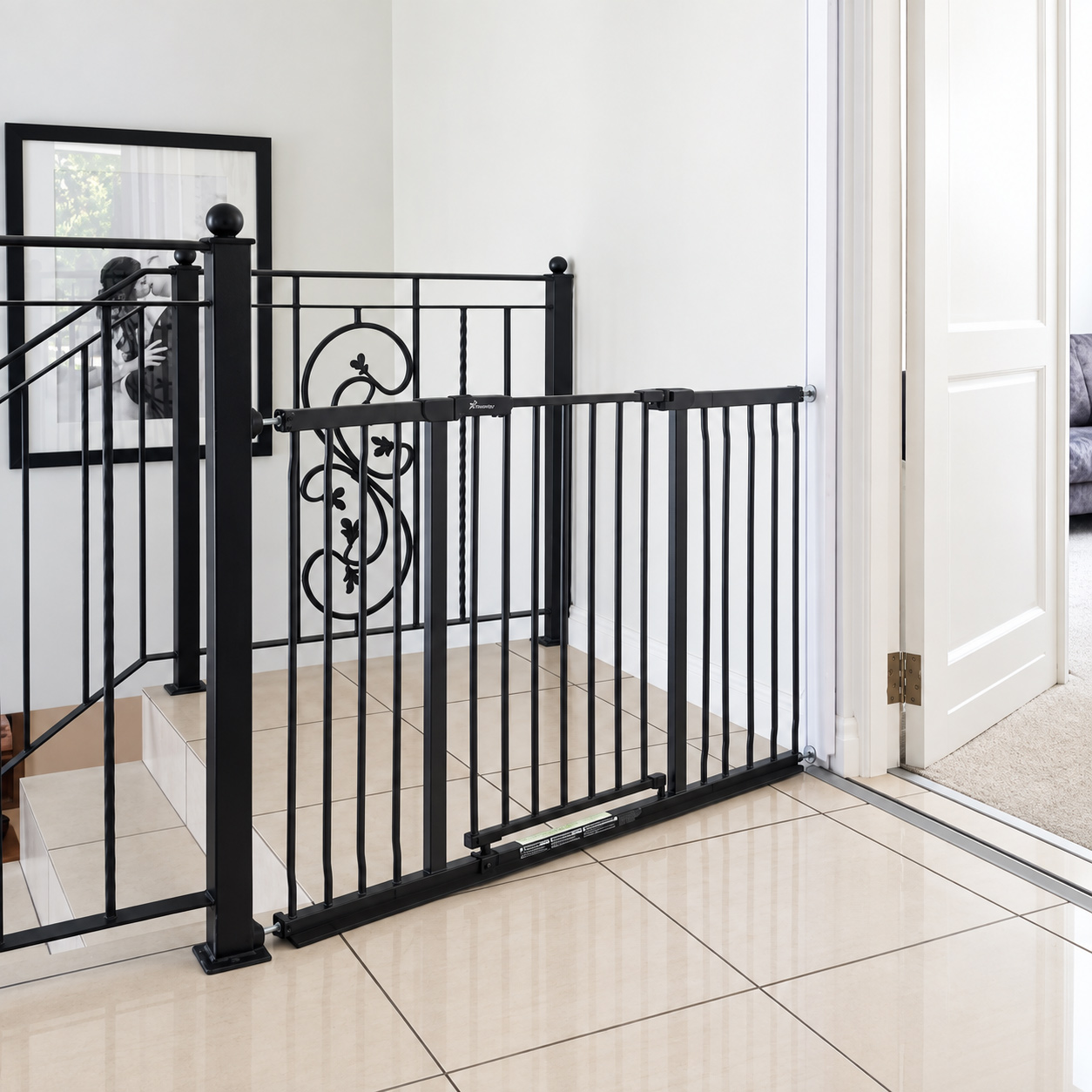 angled-baby-gate-installation-top-of-stairway