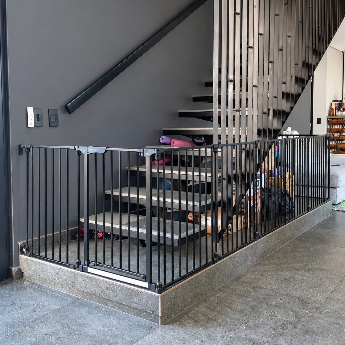 black-l-shaped-baby-gate-installation-baby-proof-sa