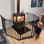 dreambaby-discovery-6-panel-playpen-colour-black-childproof-extra-large-fireplace-barrier-for-morso-fireplace